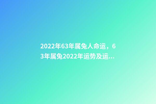 2022年63年属兔人命运，63年属兔2022年运势及运程 63年5月出生属兔运势，2022 年10月出生五行缺什么-第1张-观点-玄机派